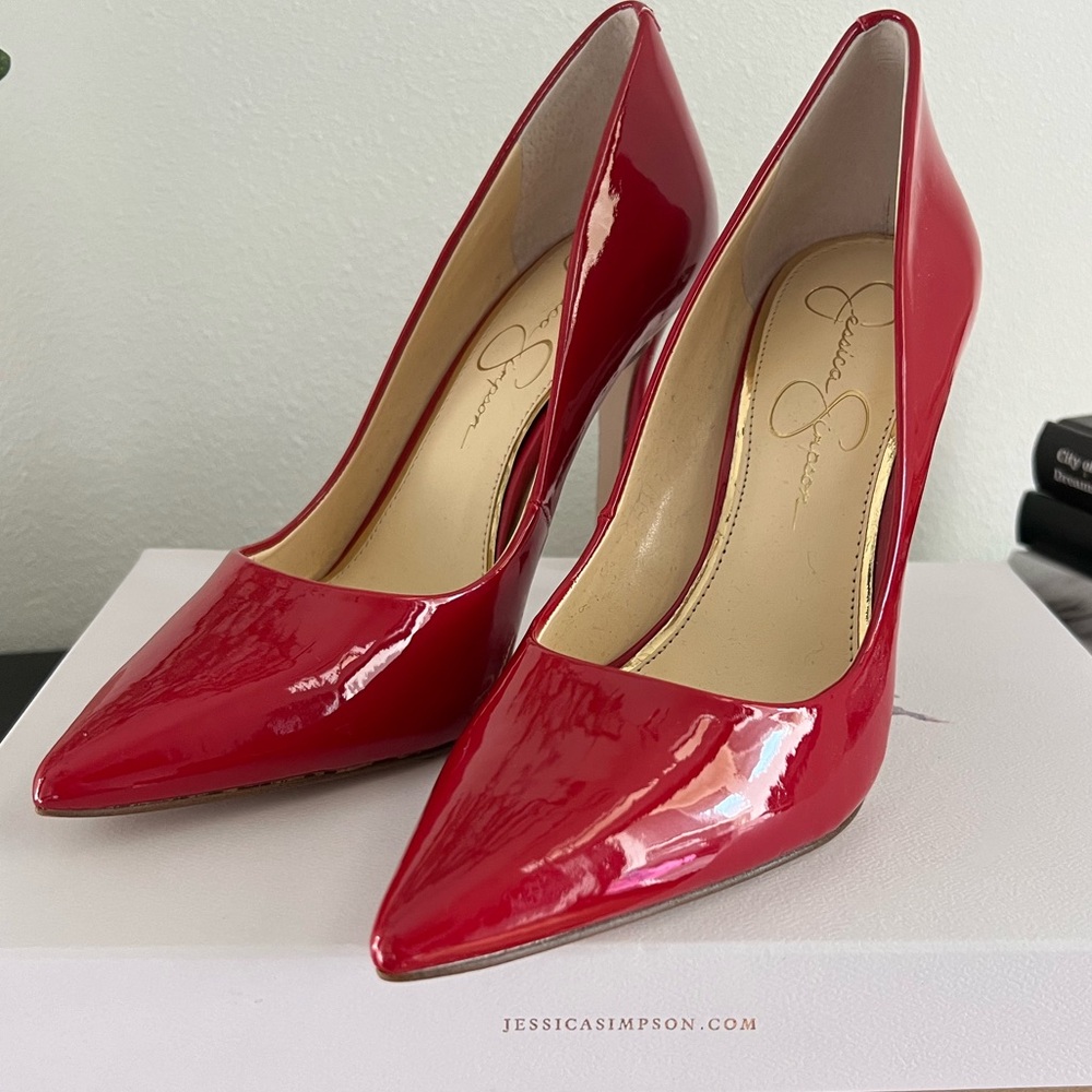 New. Jessica Simpson Red Muse Patent Heels - Size 8M